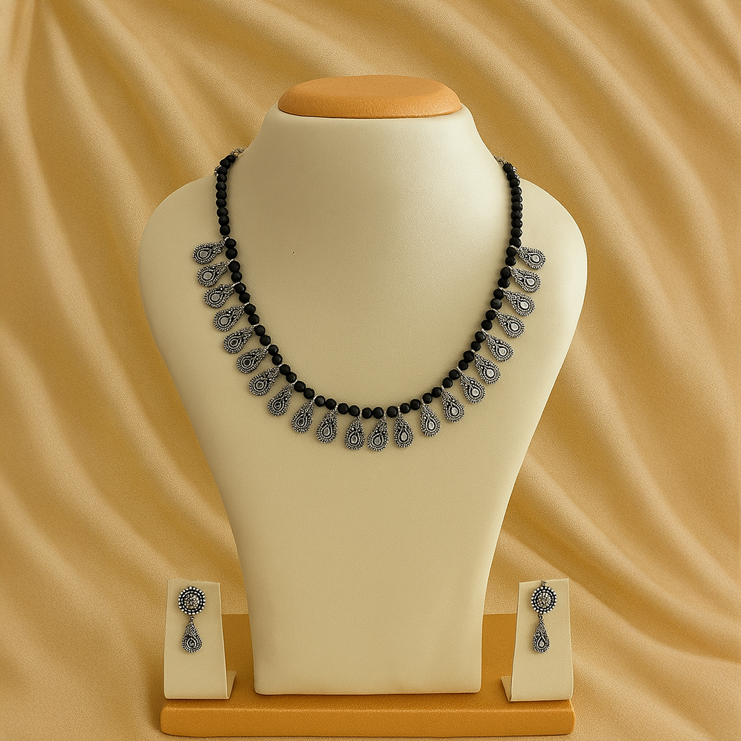 Black Beads Oxidised Set