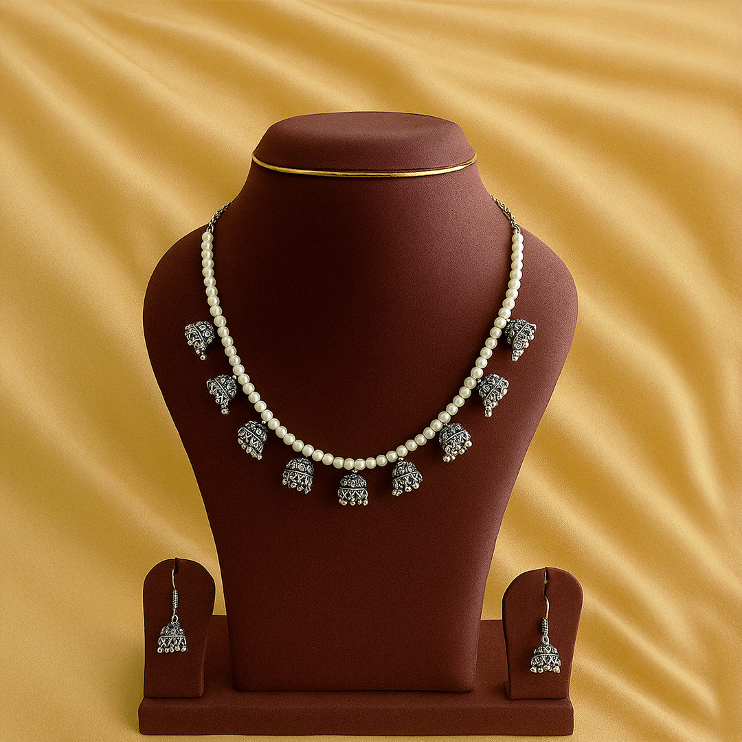 Green Beads Oxidised Set