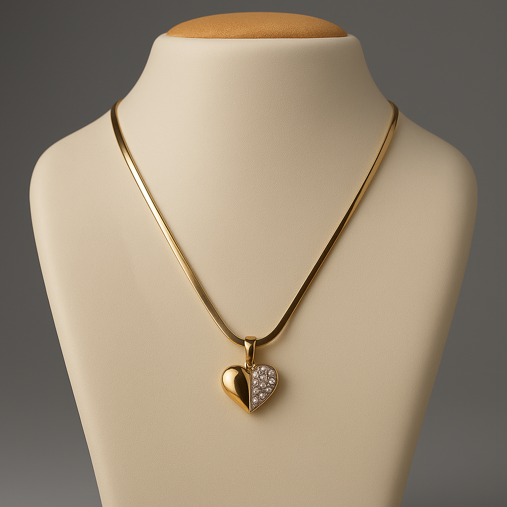 Double Design Heart Shaped Pendant Chain