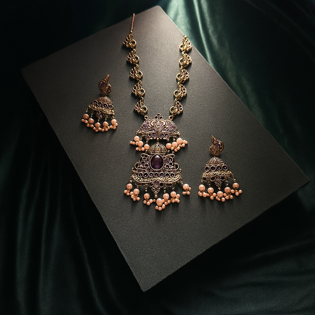 Royal Oxidised Pearl Set