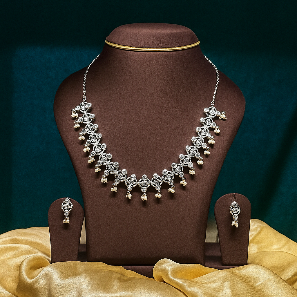 Circle Stone Oxidised Navratri Set