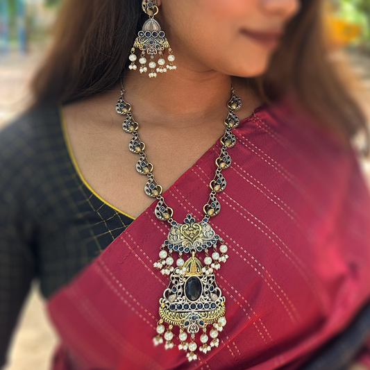 Royal Oxidised Pearl Set
