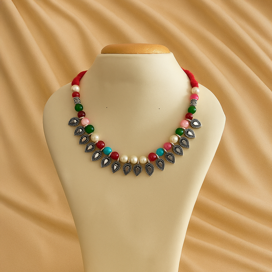 Rainbow Beats , Leaf Pattern Necklace