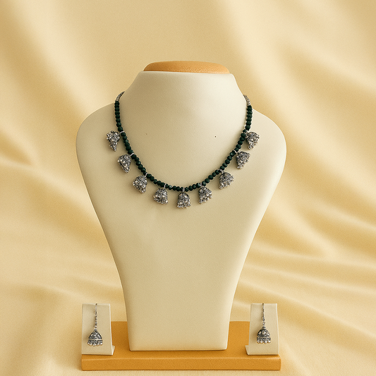 Green Beads Oxidised Set