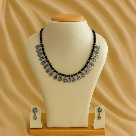 Black Beads Oxidised Set