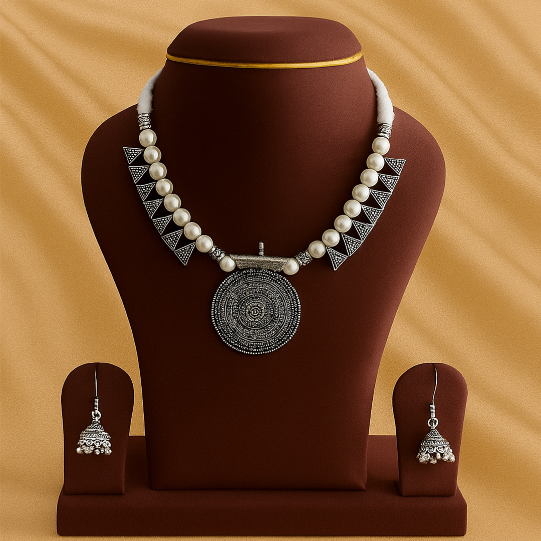 Circle And Triangle Oxidised Set