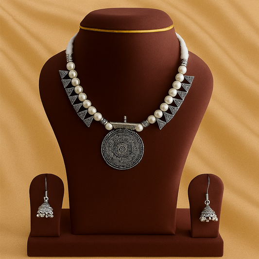 Circle And Triangle Oxidised Set