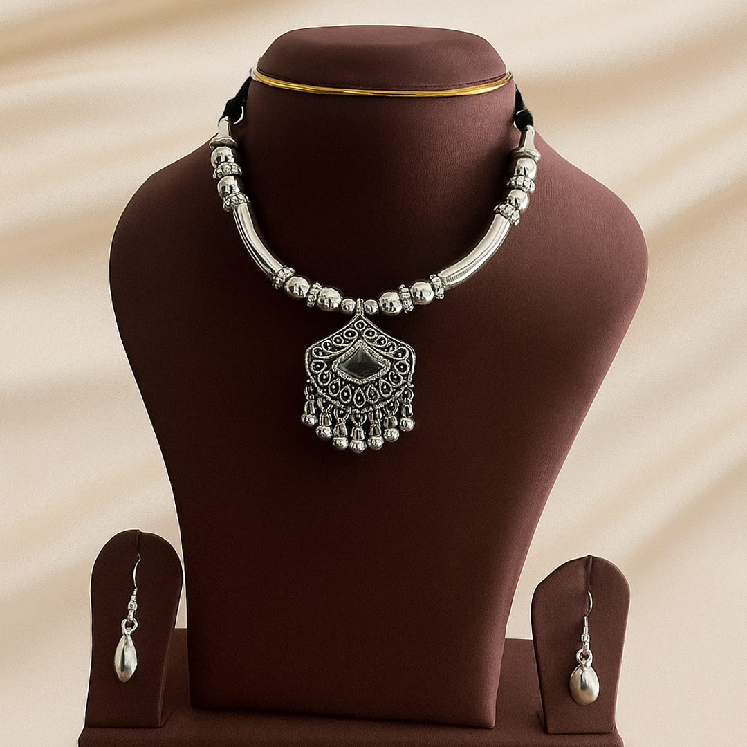 Deepam Shaped Oxidised Set