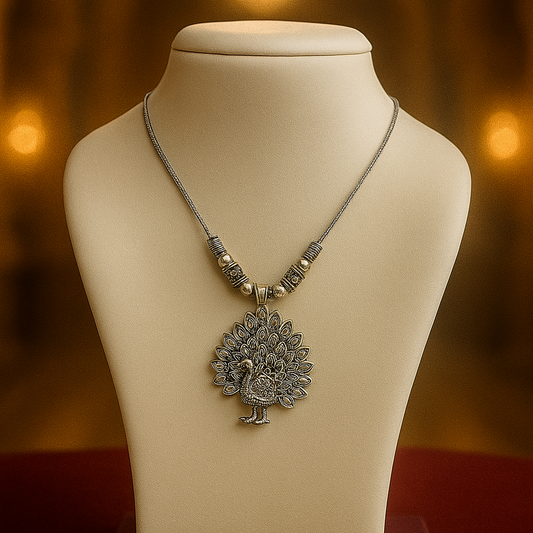 Peacock Pendant Oxidised Chain