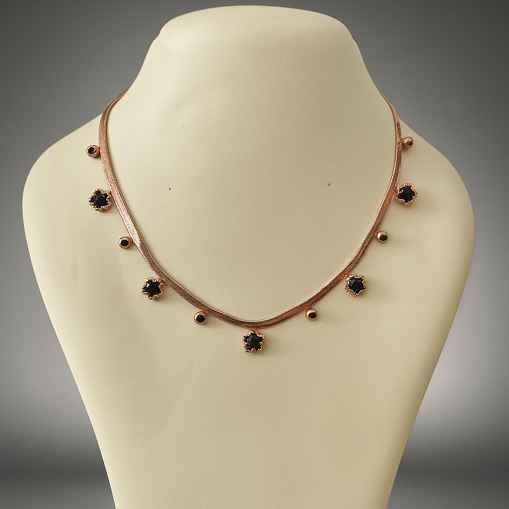 Mini Black Flower Pendant Chain