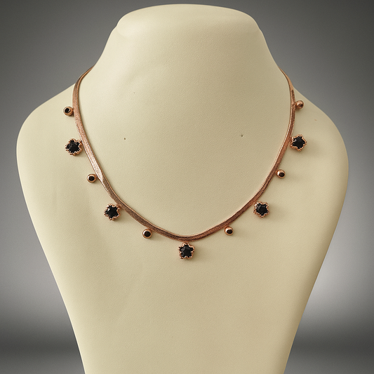 Mini Black Flower Pendant Chain