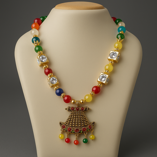 Multi Color Single Motif Necklace