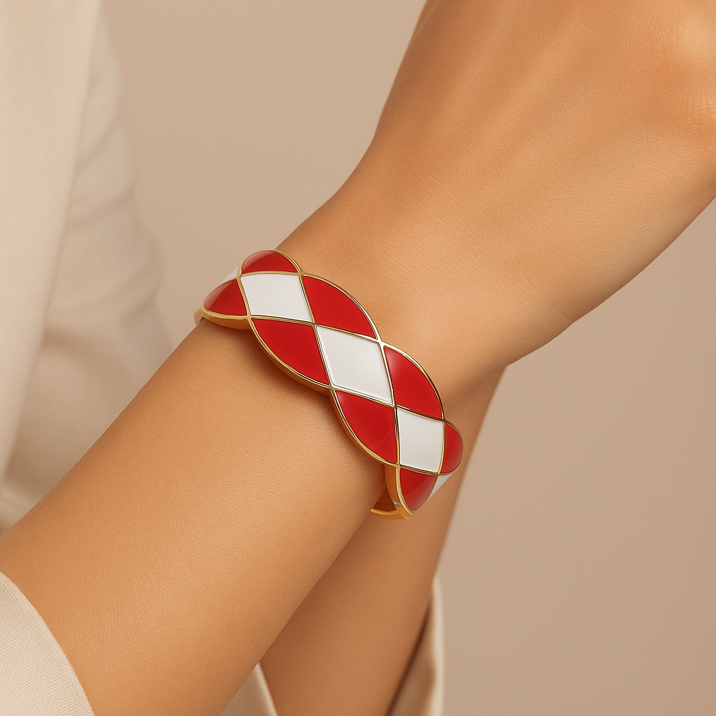 Red White Criss Cross Bracelet