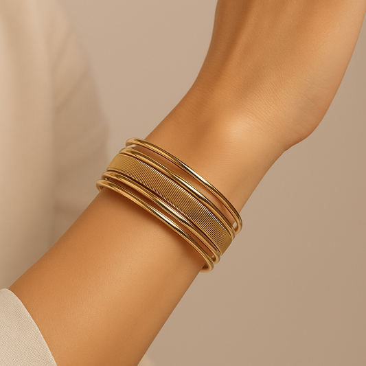 Triple layer gold bracelet
