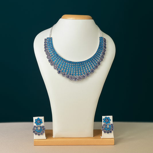 Blue Stone Oxidised Navratri Set