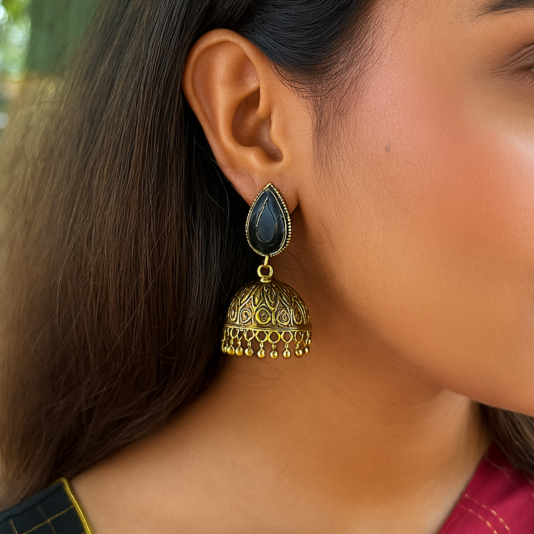 Blue Stone Jhumkas