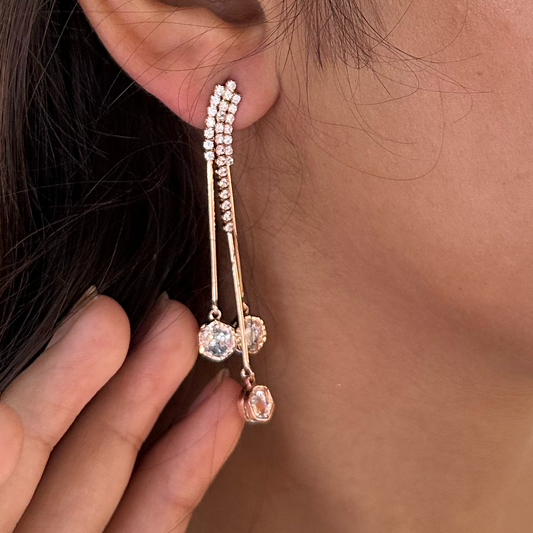 3 Stone Drop Earring
